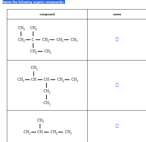 Solved Name the following organic compounds: | Chegg.com