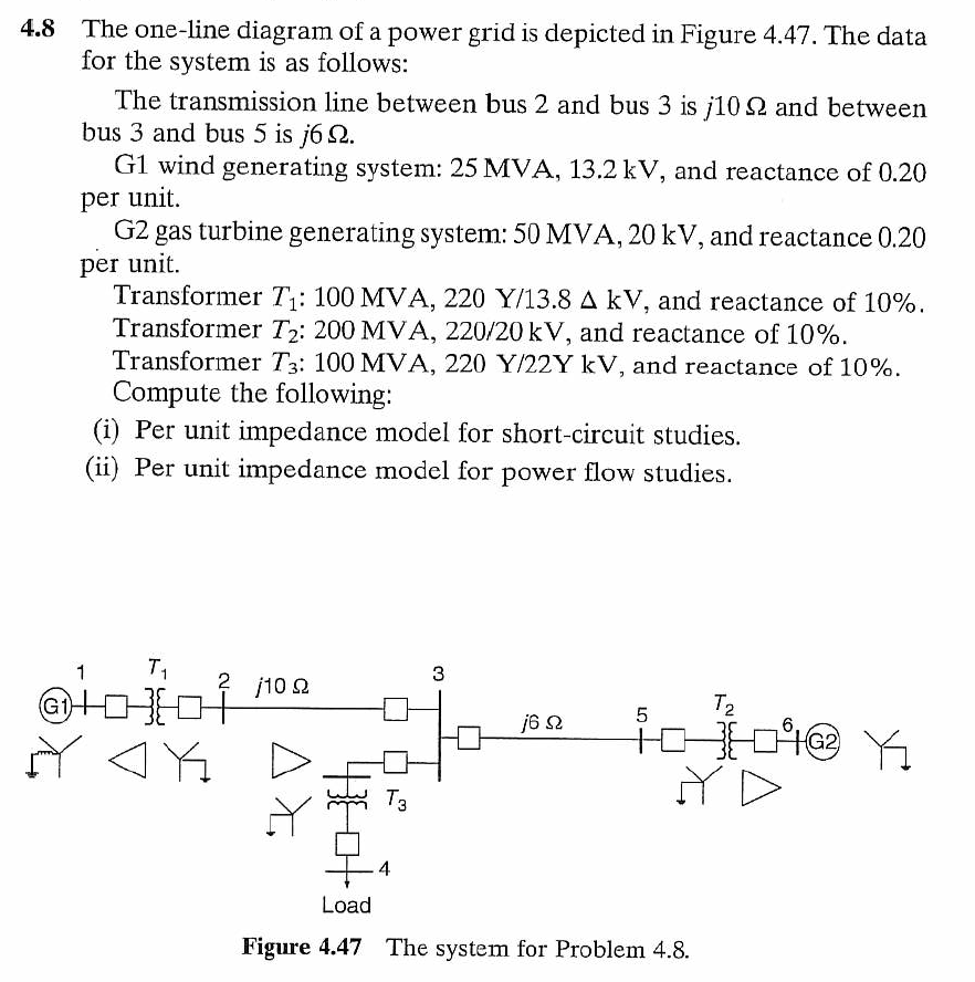 Solved 4.8 The one-line diagram of a power grid is depicted | Chegg.com