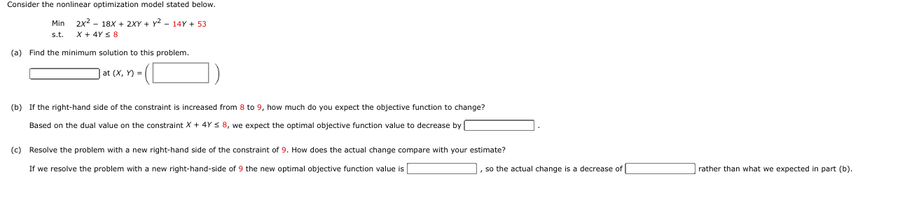 Solved Consider the nonlinear optimization model stated | Chegg.com