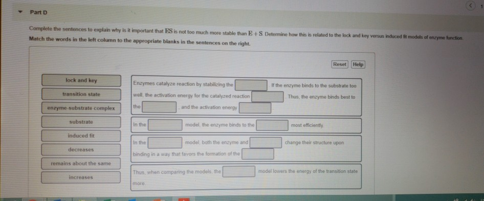 Solved Part D the sentences to explain why is t mportant | Chegg.com