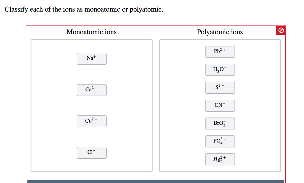 Classify Each Of The Ions As Monoatomic Or Polyatomic 5883