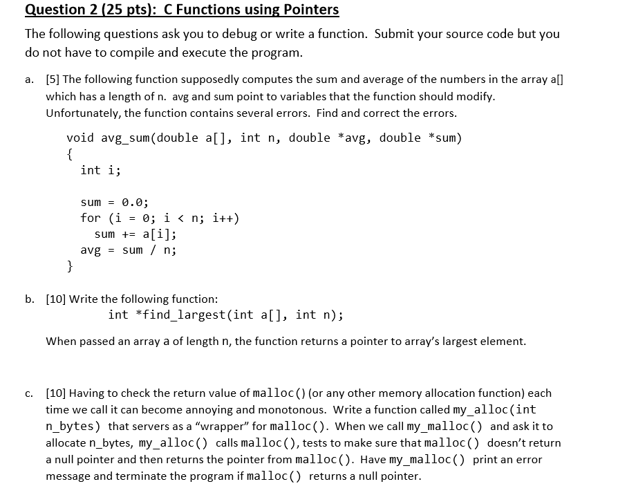 question-2-25-pts-c-functions-using-pointers-the-chegg