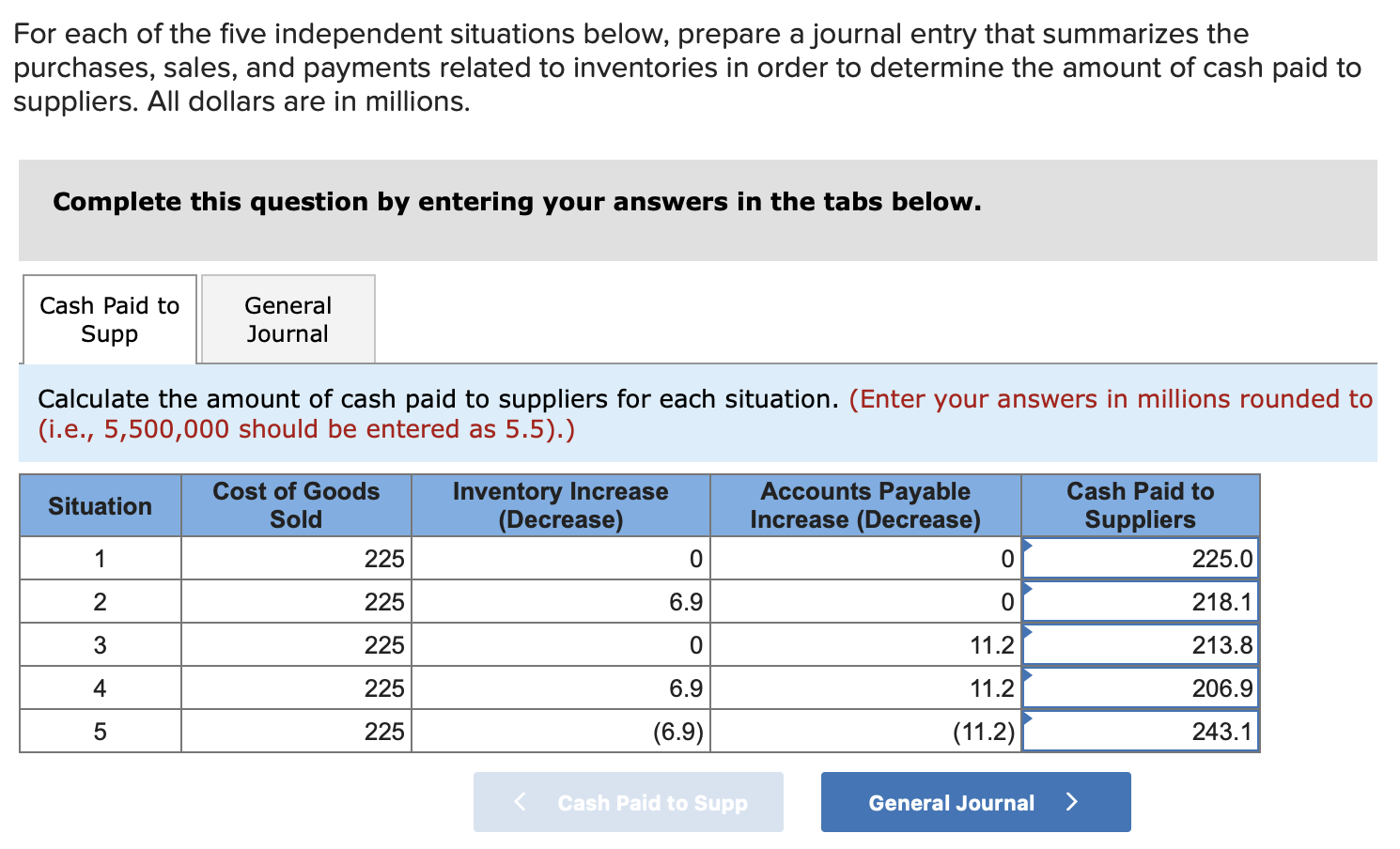 Solved For each of the five independent situations below,