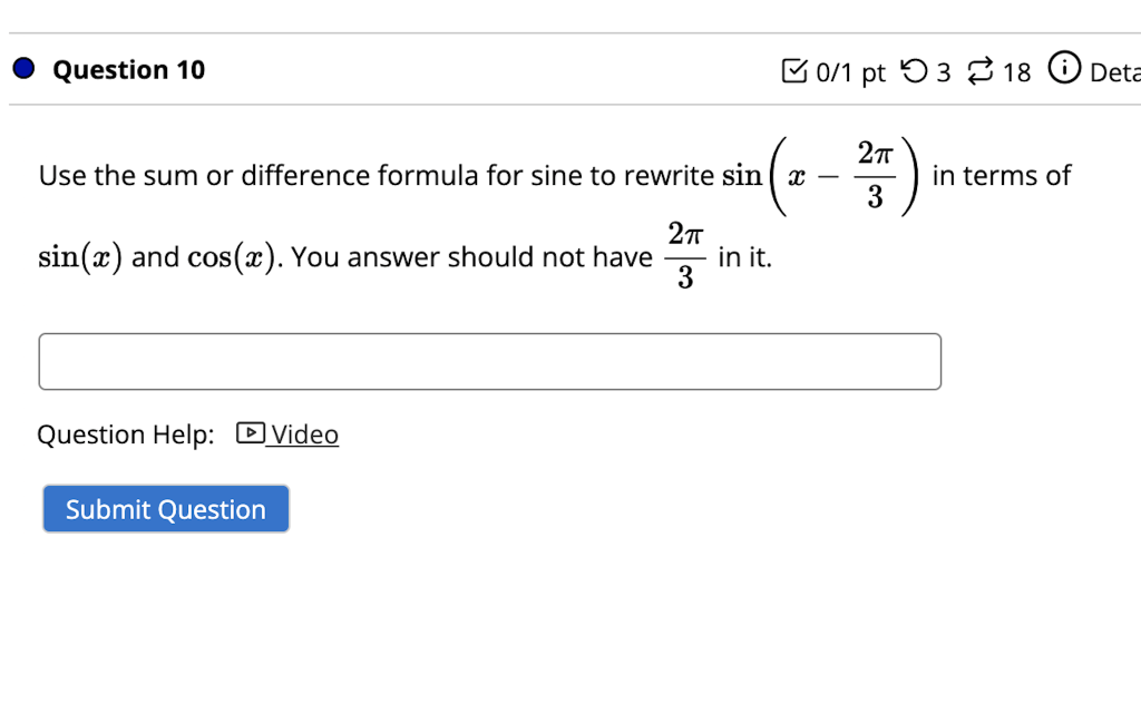 Solved Question 10 50/1 pt 53 18 Deta 2п Use the sum or | Chegg.com