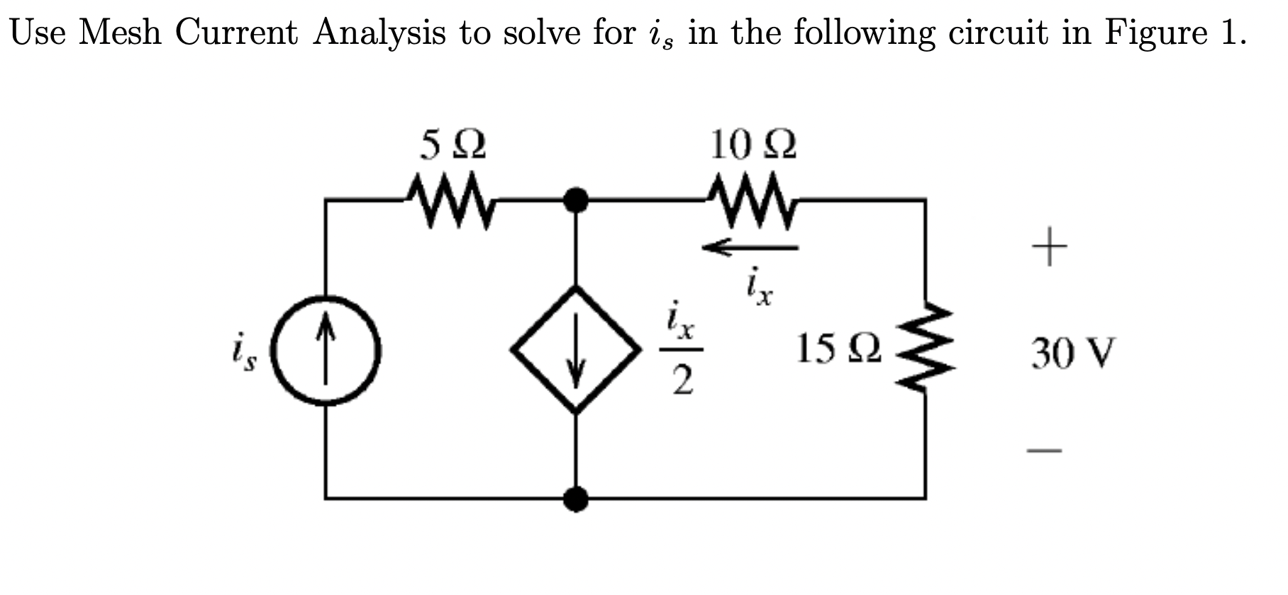 Use Mesh Current Analysis to solve for i_(s) ﻿in the | Chegg.com