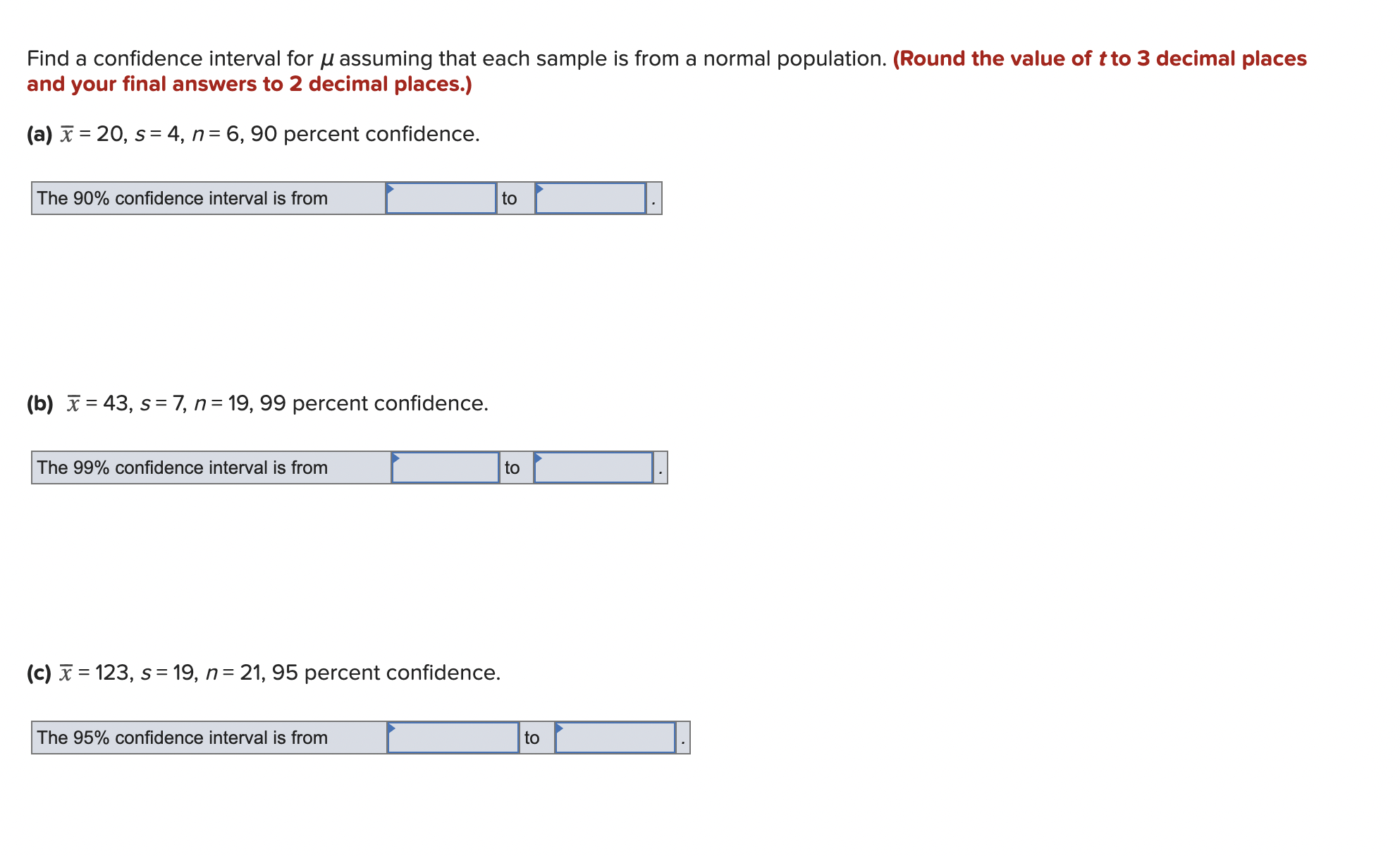 Solved Find a confidence interval for μ ﻿assuming that each | Chegg.com