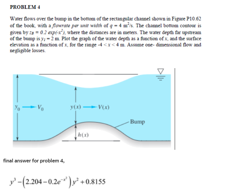 Solved On Problem 4, you solved for the water depth for flow | Chegg.com