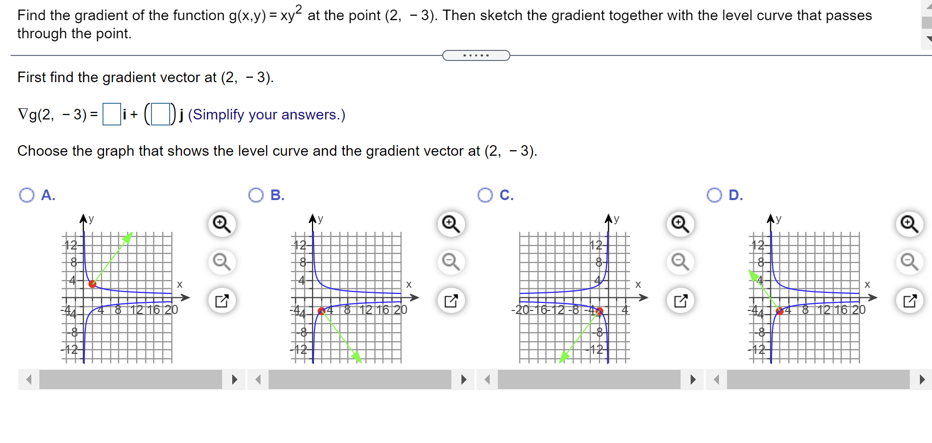 Solved Find the gradient of the function g(x,y) = xy2 at the | Chegg.com