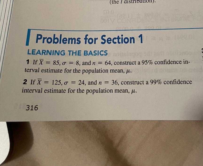 Solved Question 1. For a 95% confidence interval use | Chegg.com