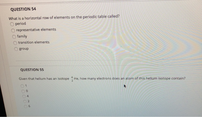 Solved QUESTION 54 What is a horizontal row of elements on Chegg