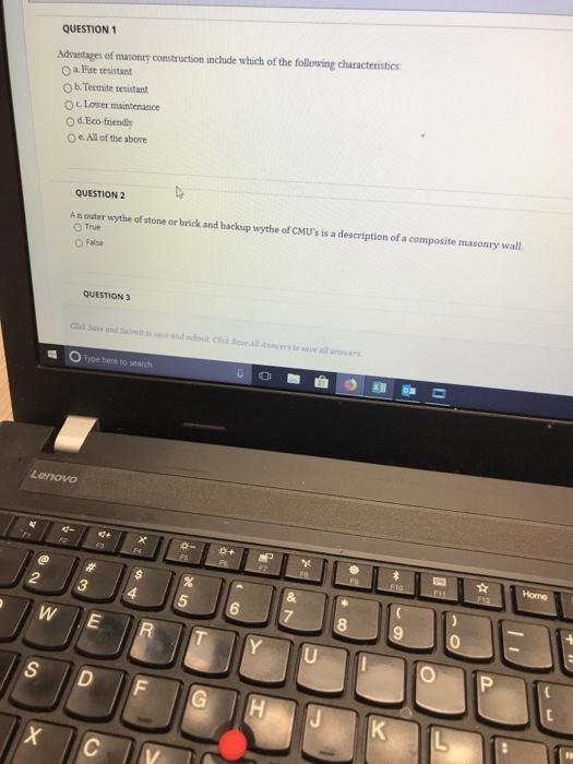 Solved QUESTION 1 Adrantages of masonry construction include