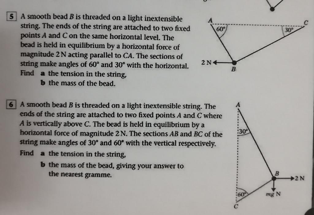 Solved A 60° 30° 5 A Smooth Bead B Is Threaded On A Light | Chegg.com