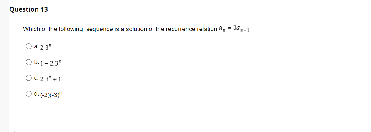 Solved Which of the following sequence is a solution of the | Chegg.com