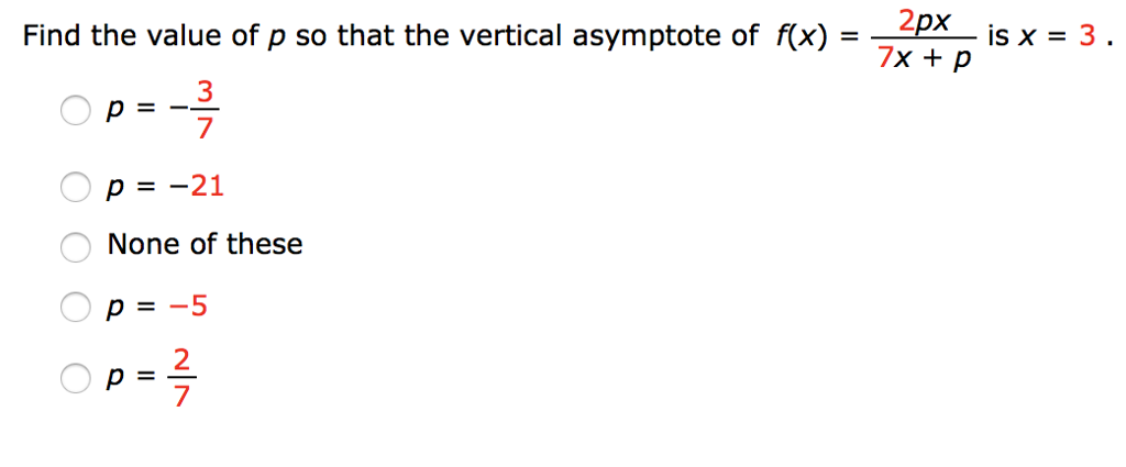 Solved 2px_ is x = 3. 7x + p Find the value of p so that the | Chegg.com