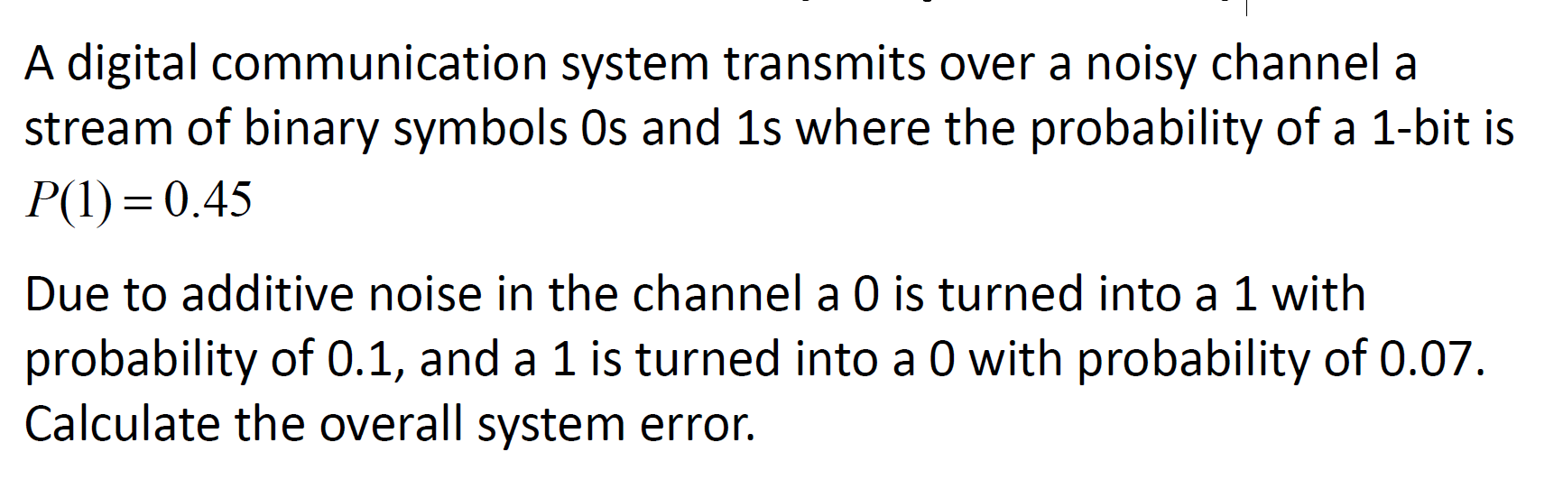 Solved A Digital Communication System Transmits Over A Noisy | Chegg.com