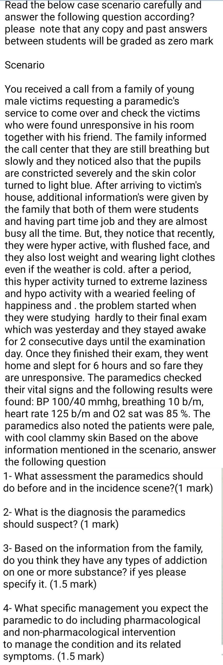 Solved Read the below case scenario carefully and answer the | Chegg.com