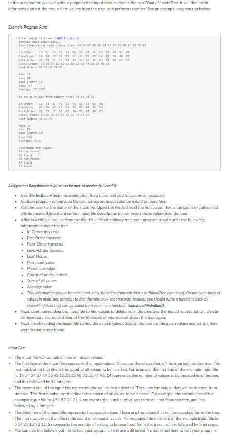 Solved C++ input file contents 14 54 34 67 89 56 43 12 21 | Chegg.com