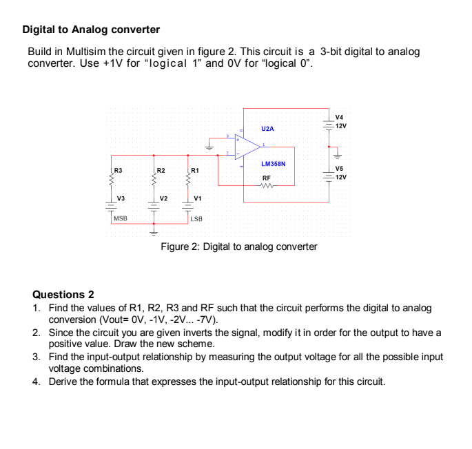 Solved Digital to Analog converter Build in Multisim the