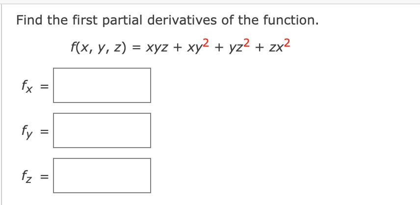 Solved Find the first partial derivatives of the function. | Chegg.com