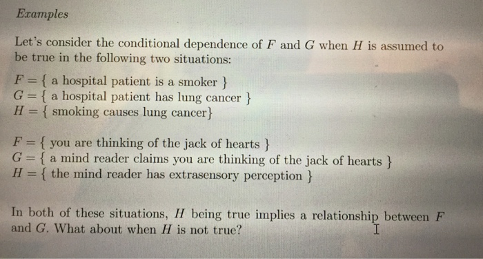 Solved Let's consider the conditional dependence of F and G | Chegg.com