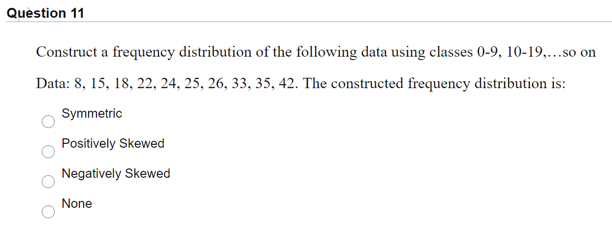 Solved Question 11 Construct a frequency distribution of the | Chegg.com