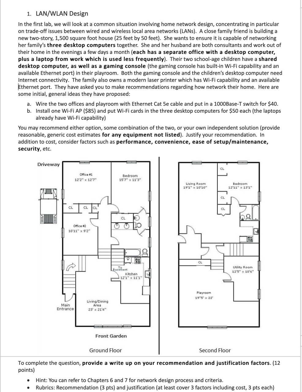 Solved 1 Lan Wlan Design First Lab Look Common Situation