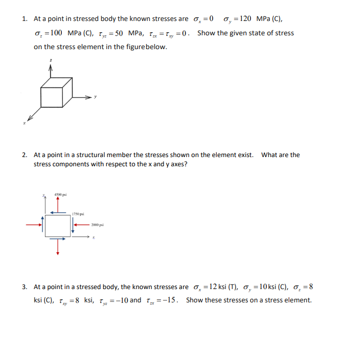 Solved ơr-0 Show the given state of stress g-120 At a point | Chegg.com
