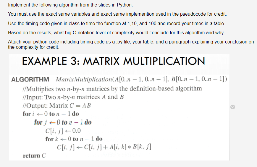 Solved Implement the following algorithm from the slides in | Chegg.com