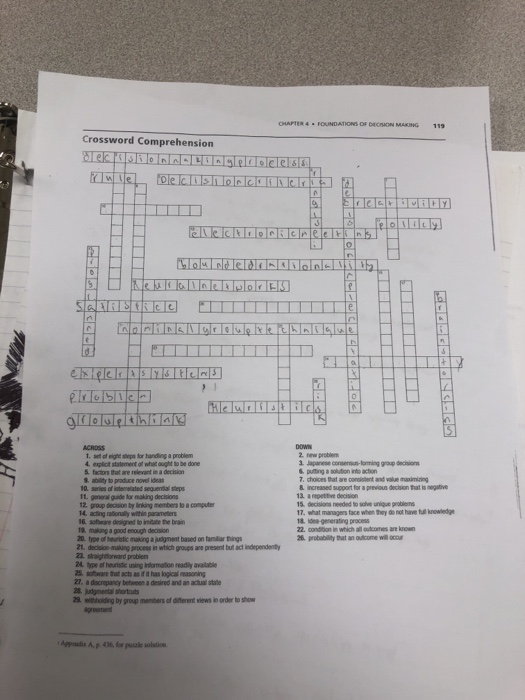 CHAPTER 4 FOUNDATIONS OF DECIMON MAKING11 Crossword Chegg com