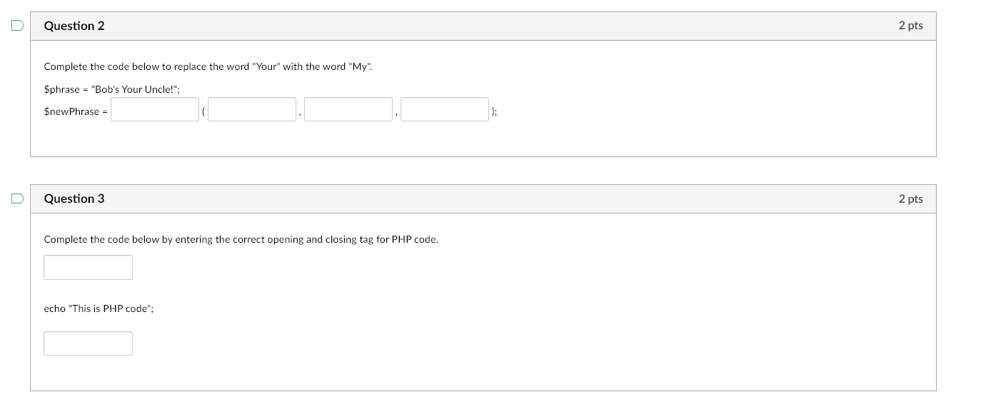 Solved Question 2 2 pts Complete the code below to replace | Chegg.com