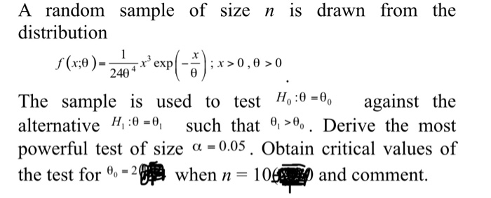 Solved A random sample of size n is drawn from the | Chegg.com