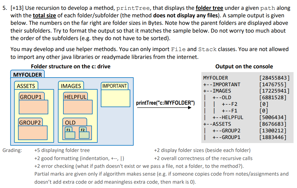 Solved Use recursion (since folder and files are based on | Chegg.com