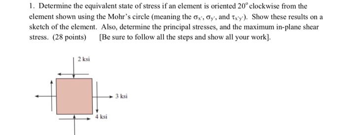 Solved 1 Determine The Equivalent State Of Stress If An