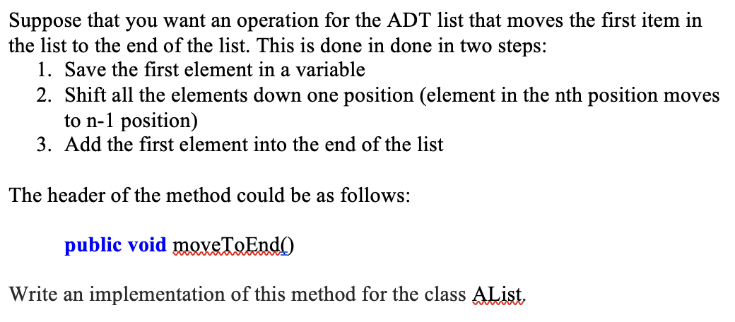 Solved public class AList implements ListInterface { | Chegg.com