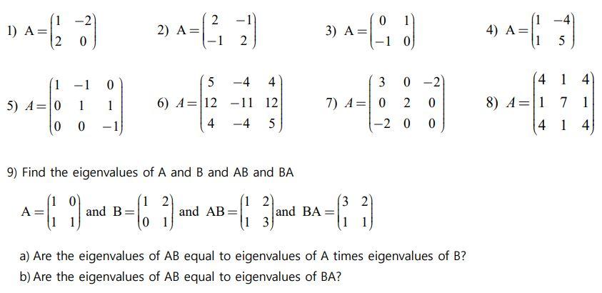 Solved 1~8) What are the eigenvalues and eigenvectors of the | Chegg.com