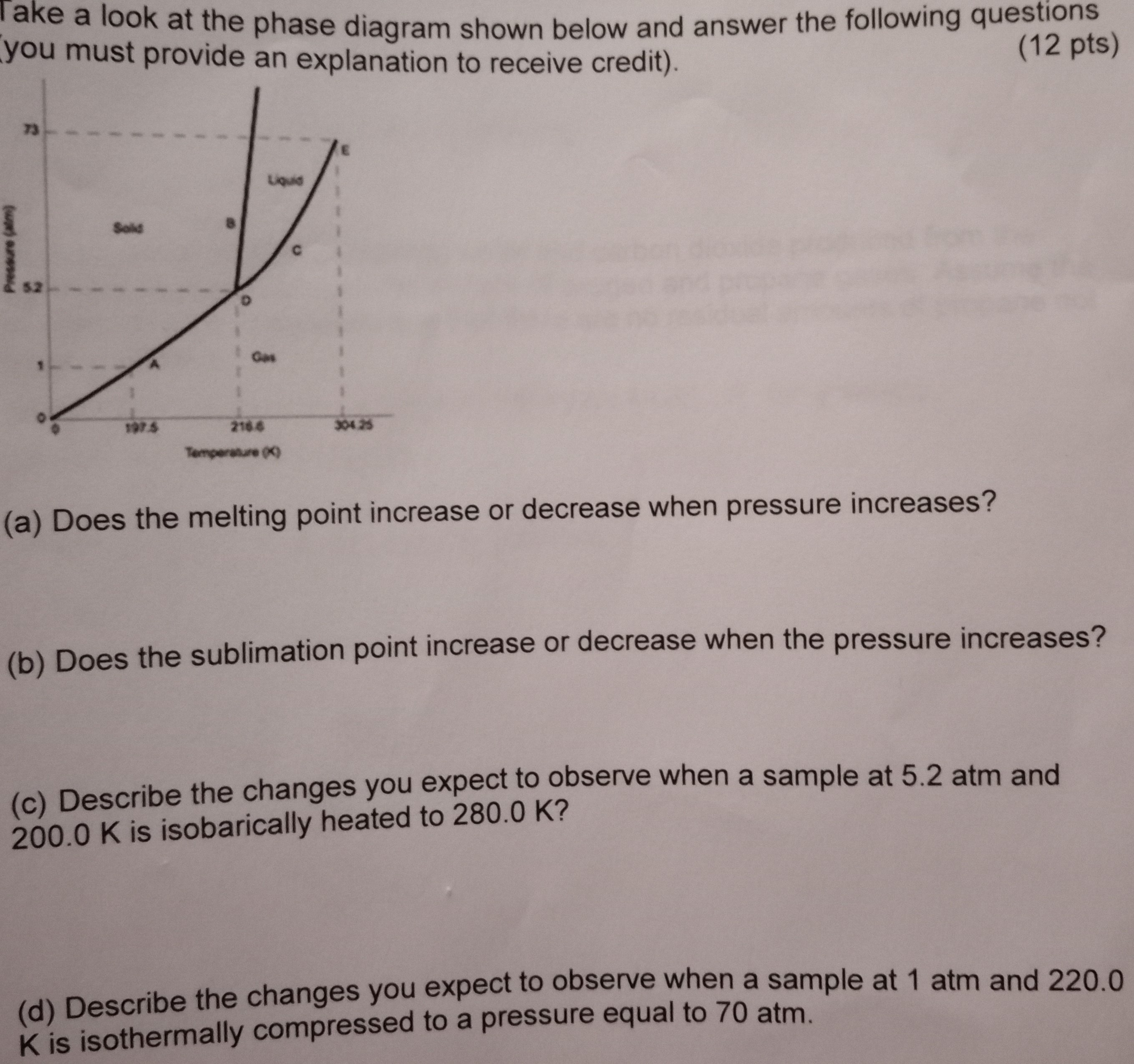 Solved ake a look at the phase diagram shown below and | Chegg.com