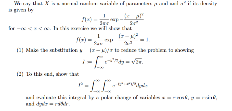 Solved We say that X is a normal random variable of | Chegg.com