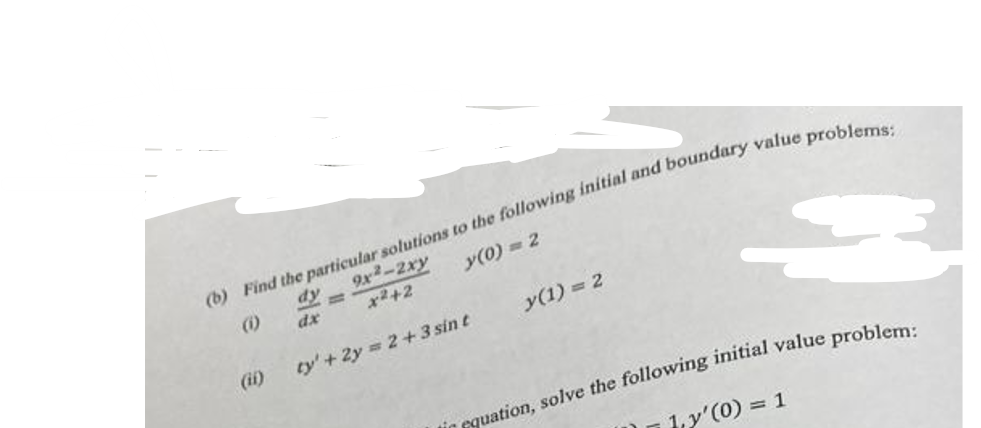 Solved B ﻿find The Particular Solutions To The Following