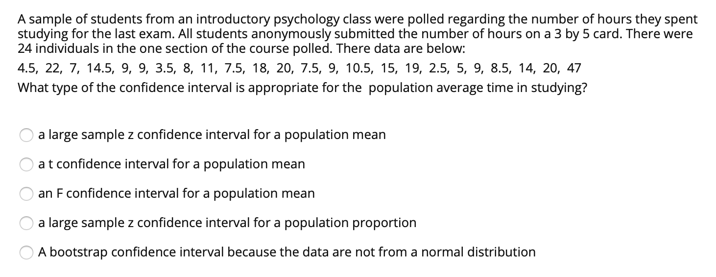 Solved A sample of students from an introductory psychology | Chegg.com