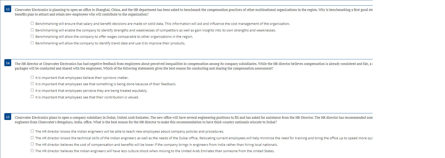 Solved 9 As the HR director of Clearwater Electronics, you