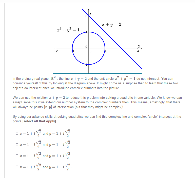 Solved In the ordinary real plane, R2, the line x+y=2 and | Chegg.com