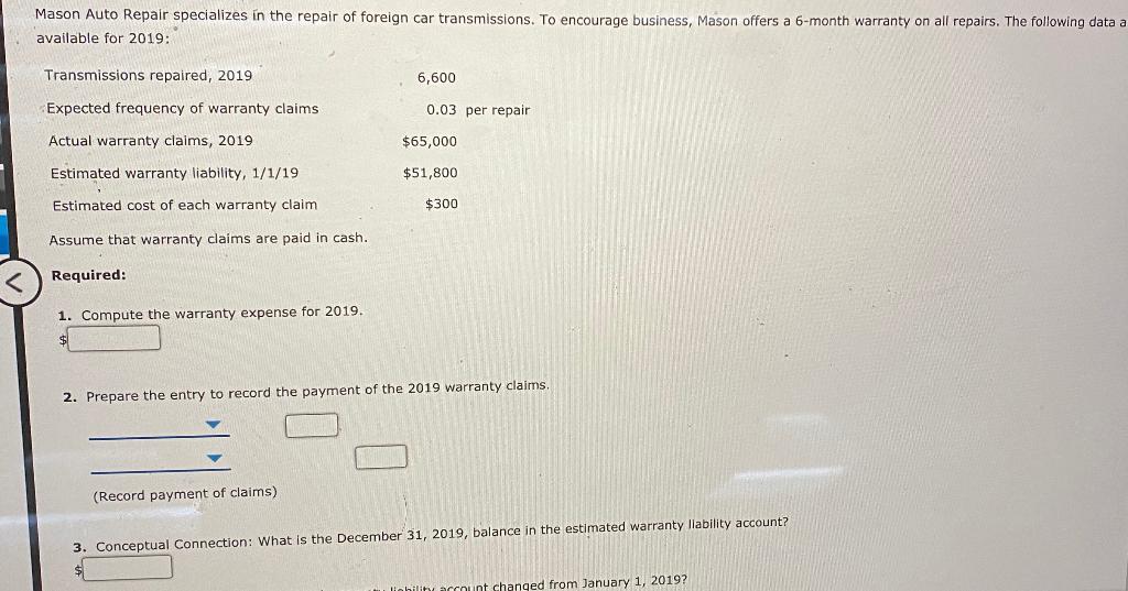 Solved Mason Auto Repair specializes in the repair of