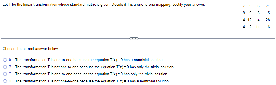 Solved Let T be the linear transformation whose standard | Chegg.com