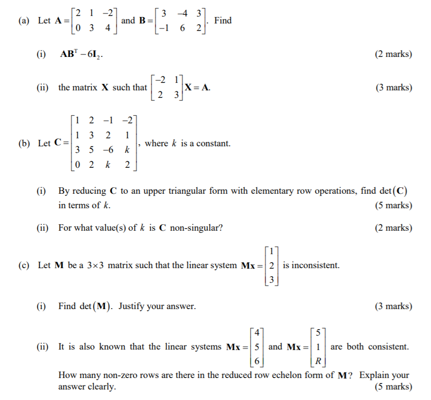 Solved 3 -4 3 [2 1 -2 (a) Let A= 0 3 4 and B= Find 6 2 (i) | Chegg.com