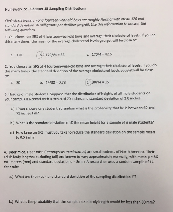 Solved Homework 2c-Chapter 13 Sampling Distributions | Chegg.com