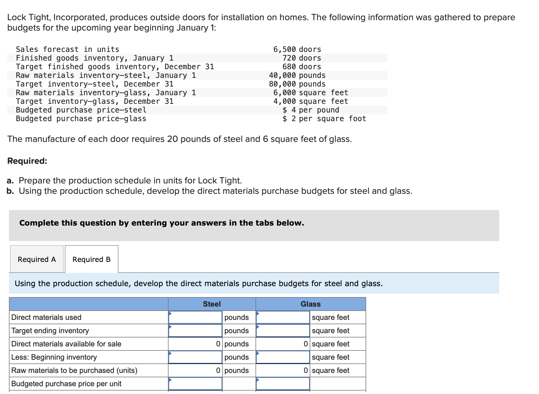 Solved Lock Tight, Incorporated, produces outside doors for