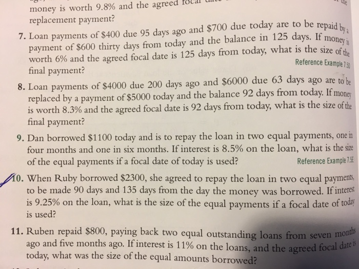 Solved money is worth 9.8 and the agreed replacement Chegg