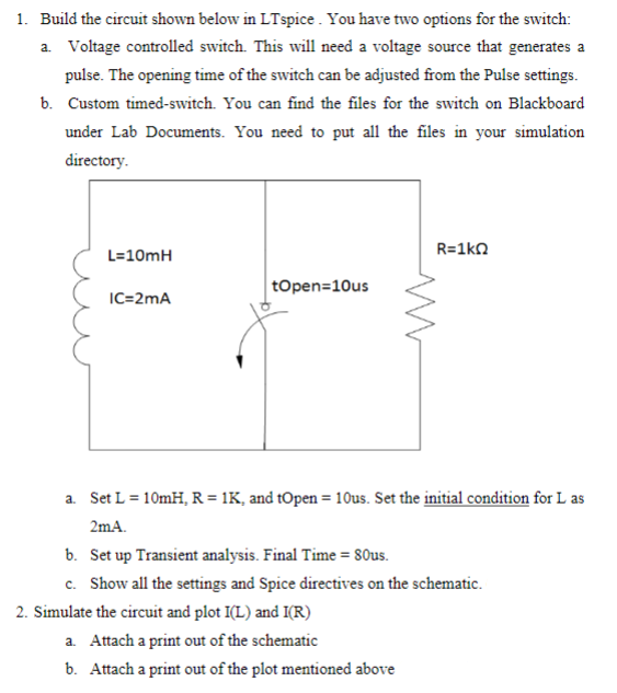 Solved 1. Build the circuit shown below in LTspice. You have | Chegg.com