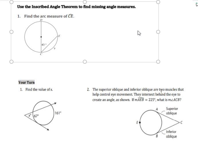 Solved Use the Inscribed Angle Theorem to find missing angle | Chegg.com