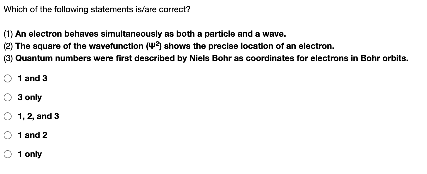 Solved Which of the following statements is/are correct? (1) | Chegg.com